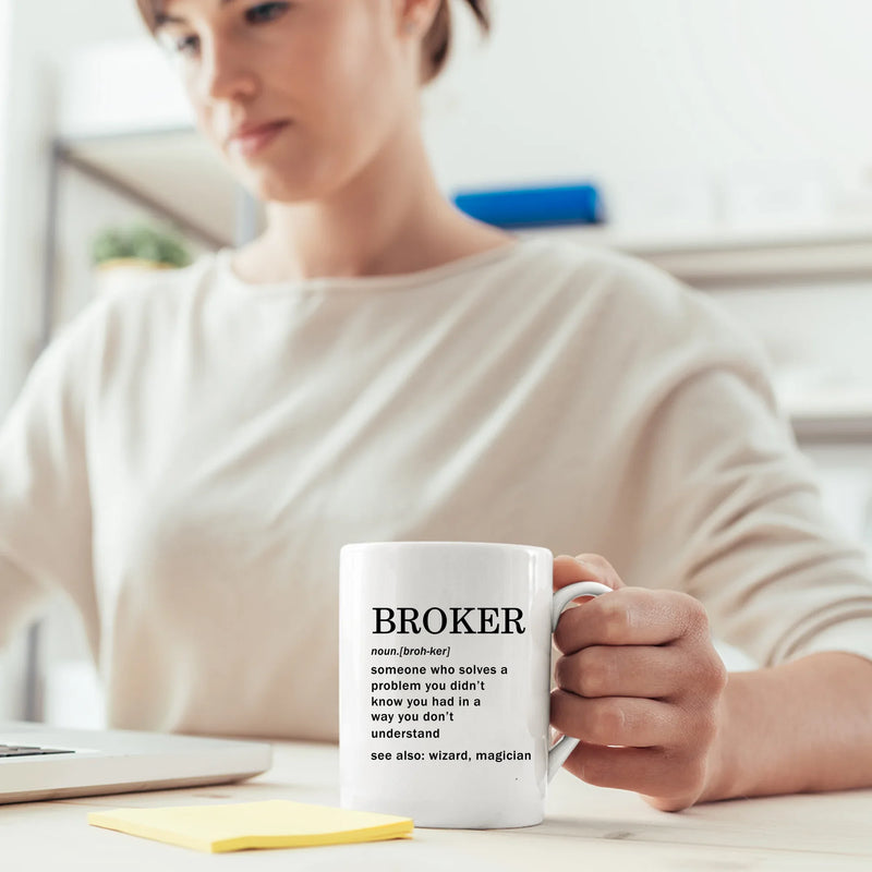 Broker Definition Mug For Real Estate Investor Coffee Cup 11oz - Panvola