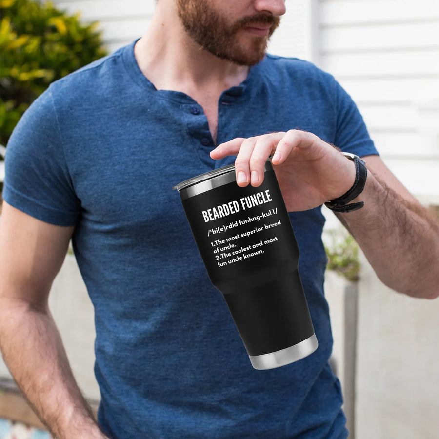 Bearded Funcle Definition Uncle From Niece Nephew Vacuum Tumbler 30 oz, image 4 of 5