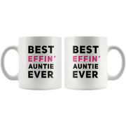 Best Effin' Auntie Ever Funny Aunt Gift Ceramic Coffee Mug White 11 oz - Panvola