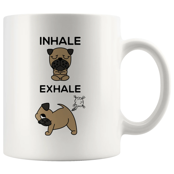 Inhale Exhale Farting Bulldog Funny Coffee Mug