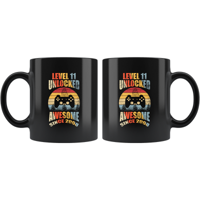 Gaming Gift - 11th Birthday Gamer Video Game Controller Lover Black Coffee Mug 11 oz