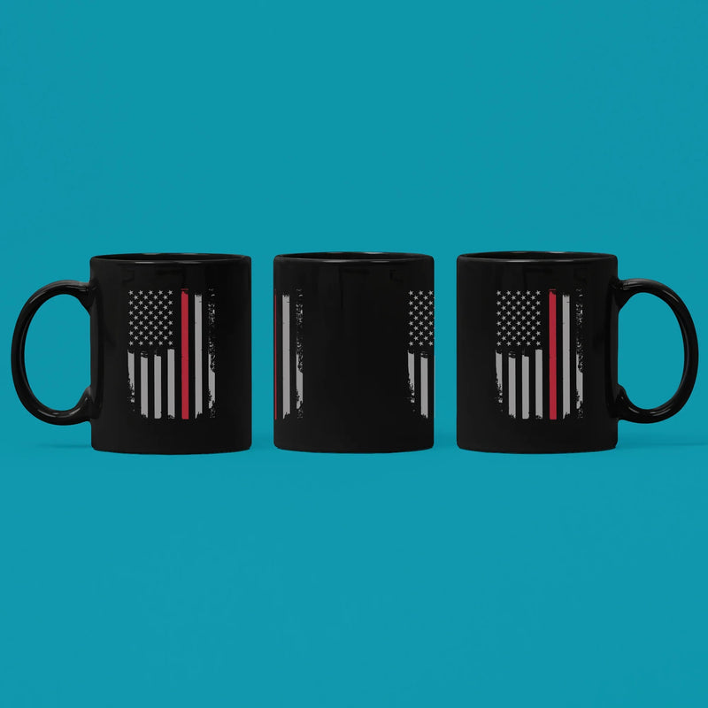 Fireman American Flag Patriotic Firefighters Coffee Mug 11 oz Black - Panvola