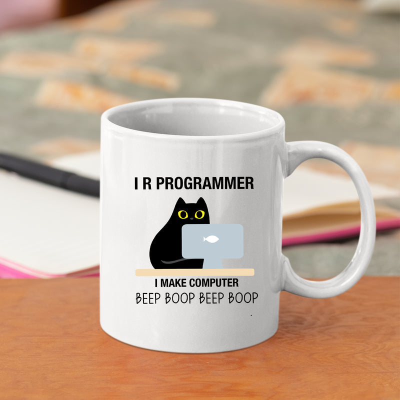 I R Programmer I Make Computer Beep Cat Coffee Mug 11oz.