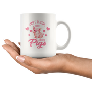 Pig Farmer Gift Just a Girl Who Love Pigs Funny Appreciation White Coffee Mug 11 oz - Panvola