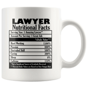 Lawyer Nutritional Facts Attorney Funny Ceramic Coffee Mug 11 oz - Panvola