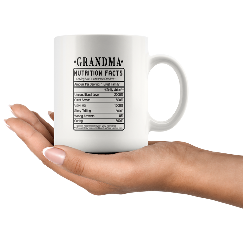Grandma Nutrition Facts Funny Grandparents Day Coffee Mug 11oz