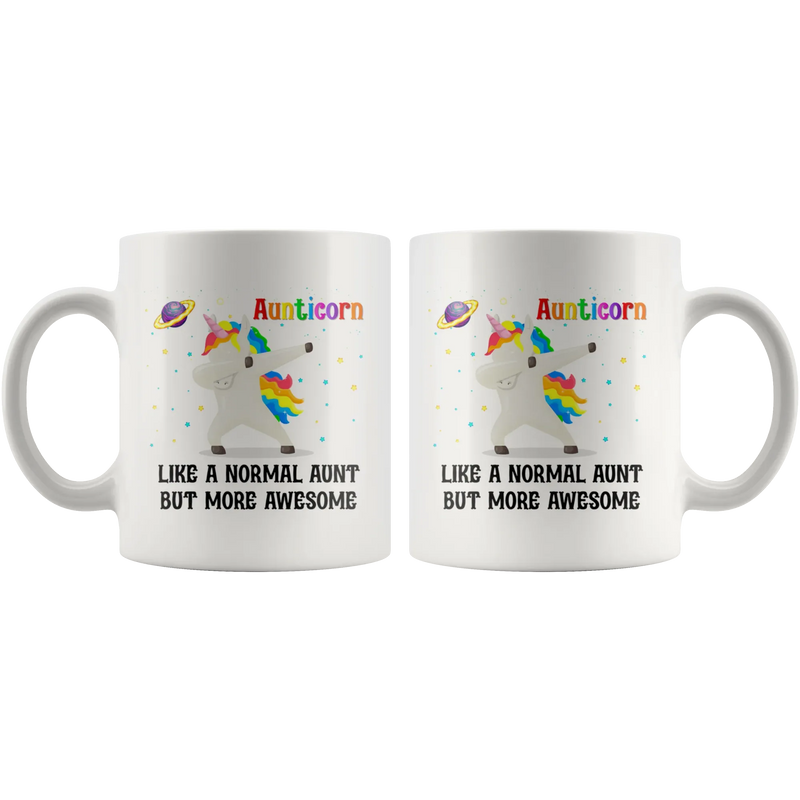 Aunticorn Like A Normal Aunt But More Awesome Ceramic Coffee Mug White 11 oz - Panvola