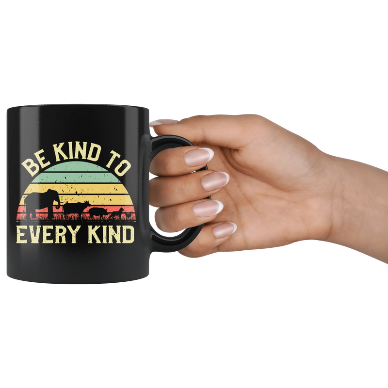 Be Kind To Every Kind Vintage Vegan Animal Social Justice Mug 11 oz - Panvola