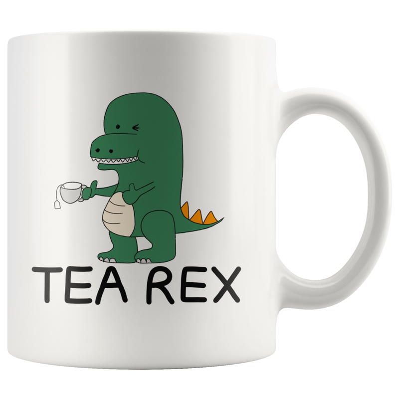 Tea Rex Ceramic Coffee Mug White 11 oz