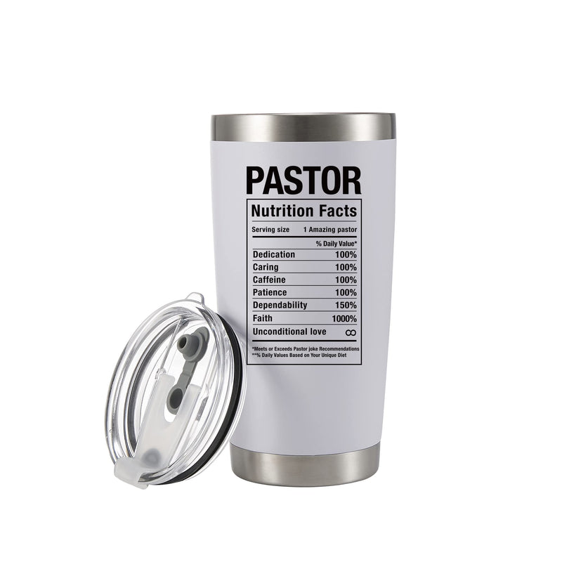 Pastor Nutritional Facts Vacuum Insulated Tumbler 20oz White