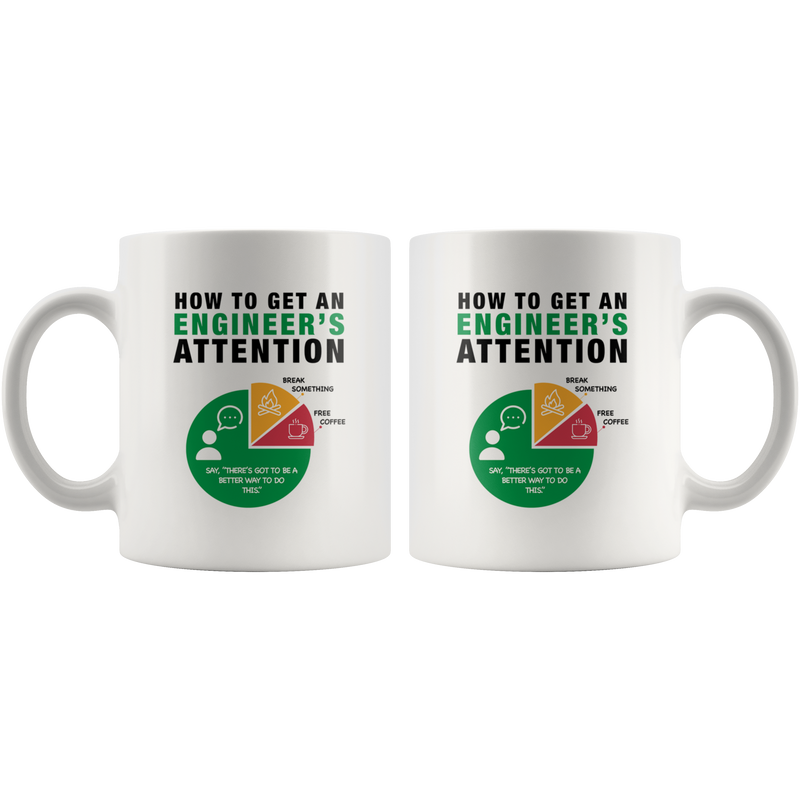 How To Get An Engineer's Attention Funny Coffee Mug For Engineering 11oz White.