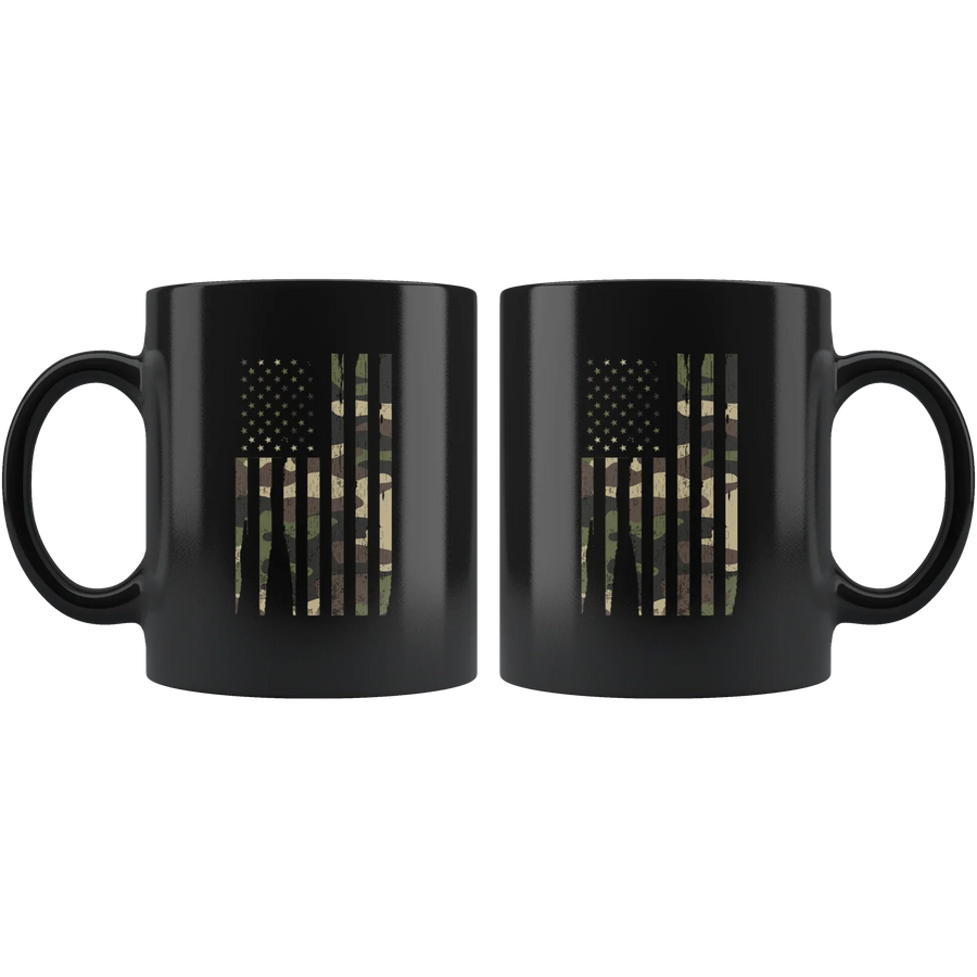 Patriotic Gifts Camouflage American Flag Veteran Thank You Appreciation Black Mug 11 oz, image 2 of 5
