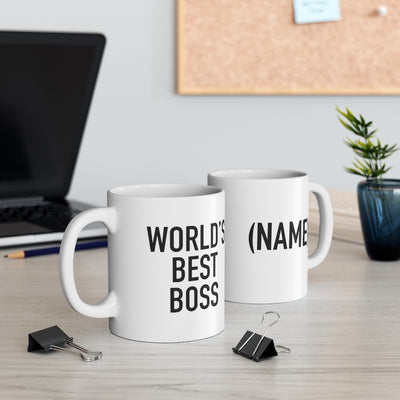 Personalized World's Best Boss Customized Coffee Ceramic Mug From Employees Coworker 11oz White