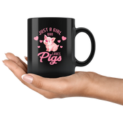 Pig Farmer Gift Just a Girl Who Love Pigs Funny Appreciation Black Coffee Mug 11 oz - Panvola