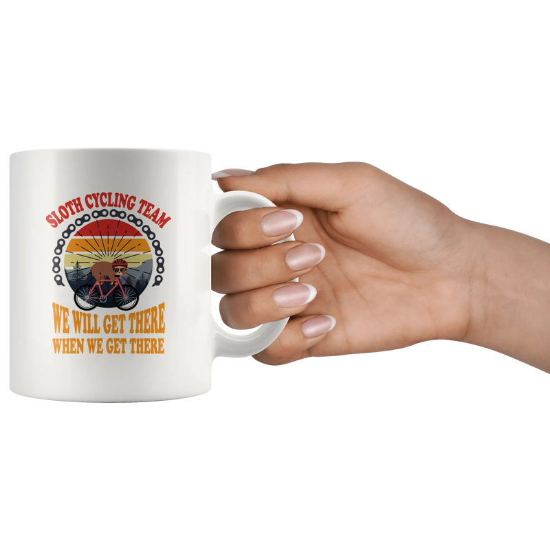 Sloth Cycling Team We Will Get There Retro Vintage Sunset Mug 11 oz - Panvola