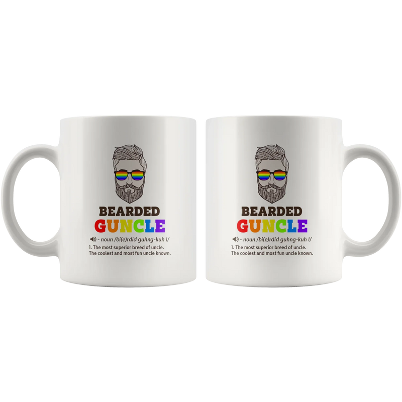 Bearded Guncle Definition Gay Uncle Beard Lover Coffee Mug White 11 oz - Panvola