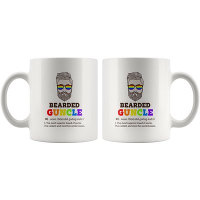 Bearded Guncle Definition Gay Uncle Beard Lover Coffee Mug White 11 oz