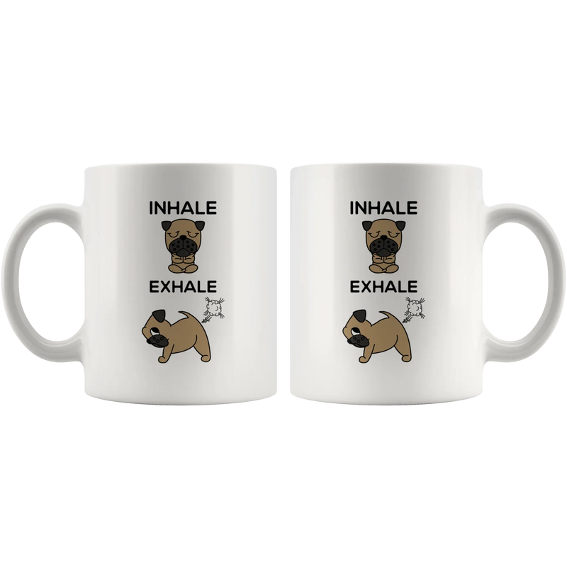Inhale Exhale Farting Bulldog Funny Coffee Mug - Panvola
