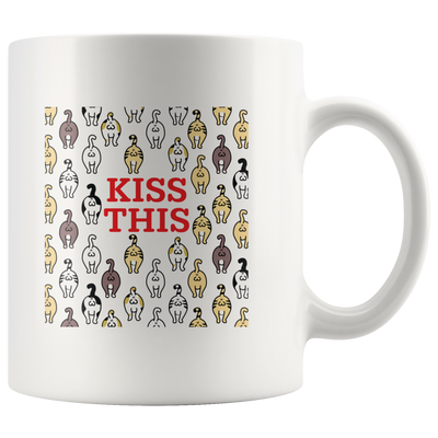 Kiss This Cat Butt Pattern Funny Gift  Idea Ceramic Coffee Mug 11 oz