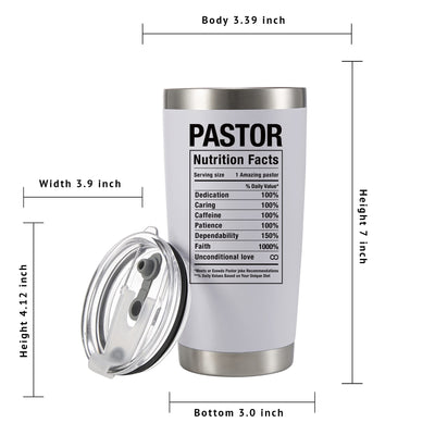 Pastor Nutritional Facts Vacuum Insulated Tumbler 20oz White