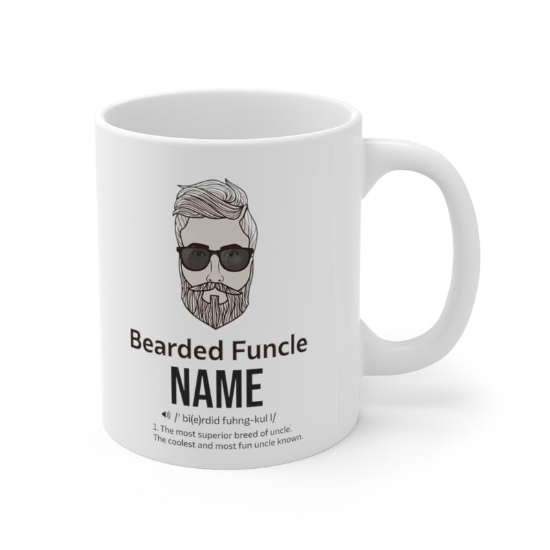Customized Bearded Funcle Fun Uncle Beard Lover From Niece Nephew Ceramic Coffee Mug 11 oz White