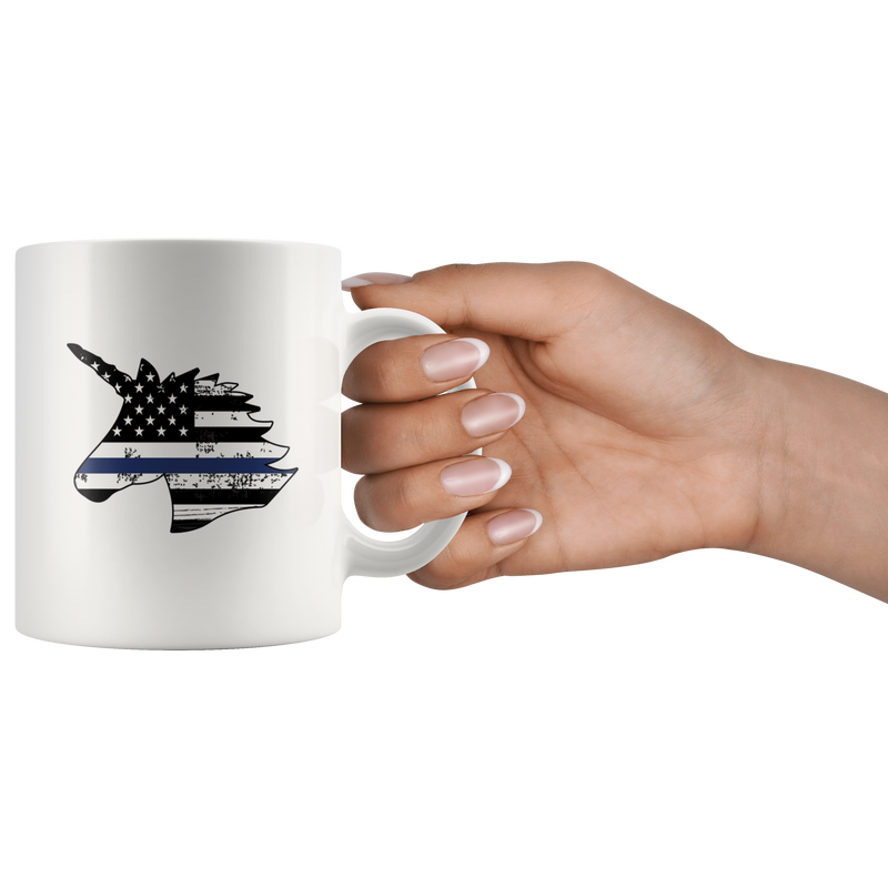 Policorn Thin Blue Line Police Flag Ceramic Mug.