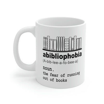 Personalized  Abibliophobia Definition Mug Customized Book Lover Gift Ceramic Coffee Mug 11oz White