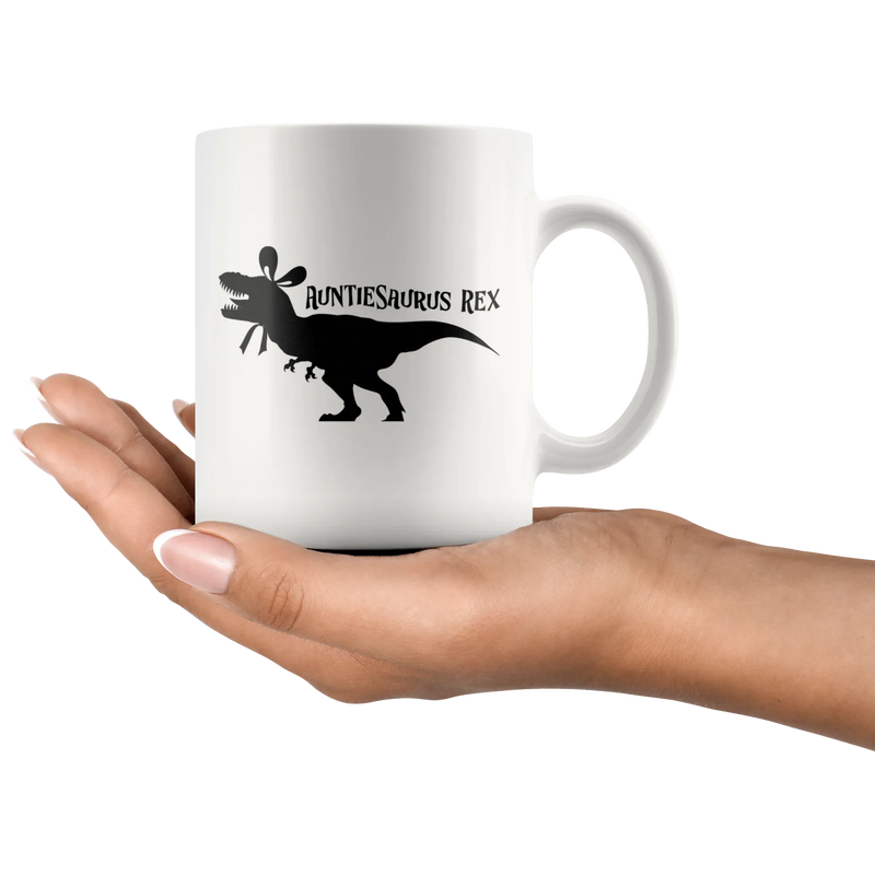 Auntiesaurus Rex Coffee Ceramic Mug White 11 oz - Panvola