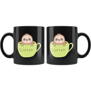 Sloth Gifts - Slofee Sloth Coffee Lover Spirit Animal Appreciation Gifts Black Mug 11 oz - Panvola