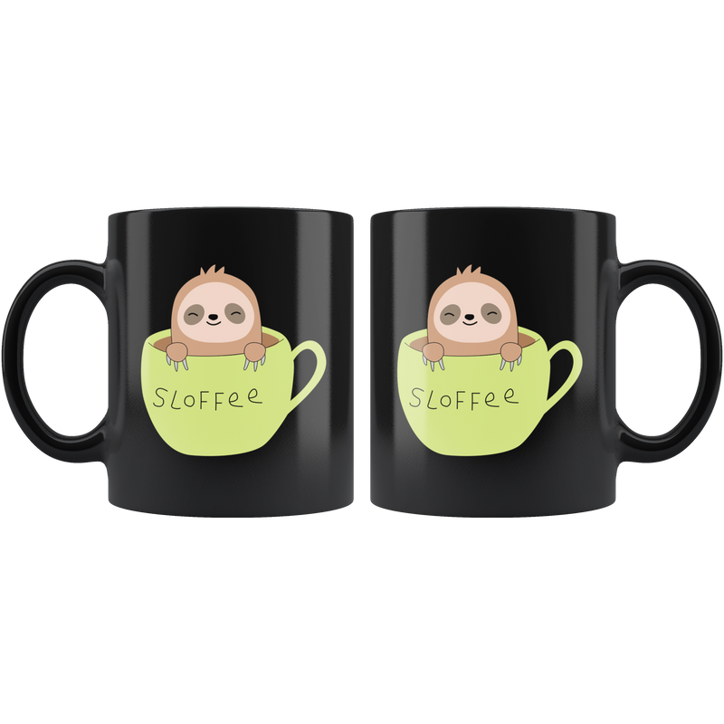 Sloth Gifts - Slofee Sloth Coffee Lover Spirit Animal Appreciation Gifts Black Mug 11 oz