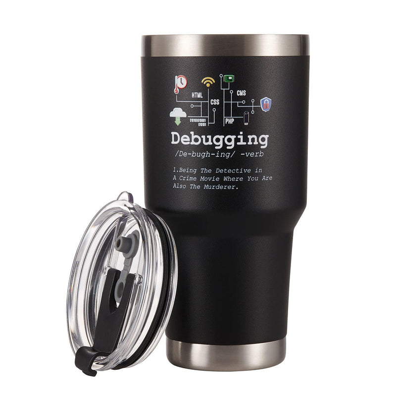 Debugging Definition Computer Programmer Coder Vacuum Insulated Tumbler.