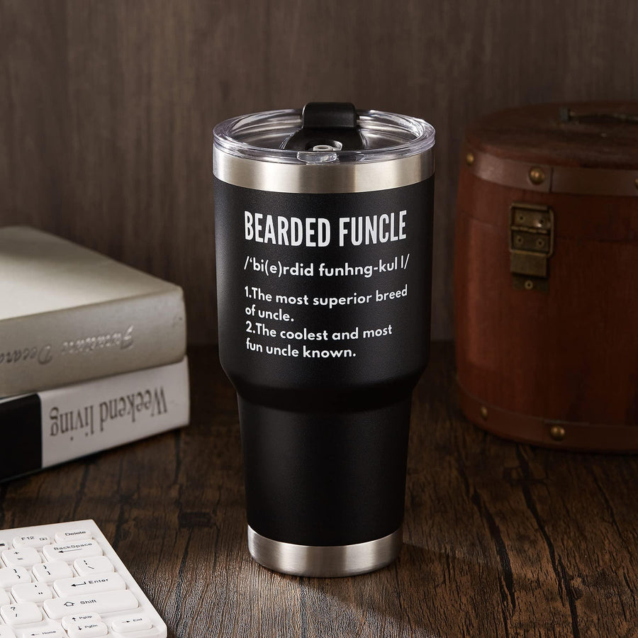 Bearded Funcle Definition Uncle From Niece Nephew Vacuum Tumbler 30 oz, image 5 of 5
