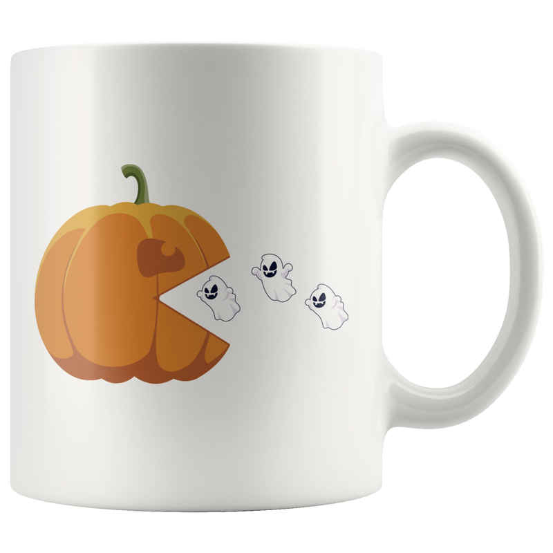 Orange Pumpkin Jackolantern Eating Ghost Humorous Coffee Mug 11 oz