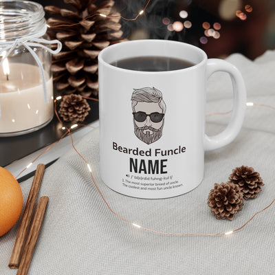 Customized Bearded Funcle Fun Uncle Beard Lover From Niece Nephew Ceramic Coffee Mug 11 oz White