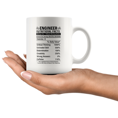 Engineer Nutritional Facts Gift Idea Ceramic Coffee Mug 11 oz