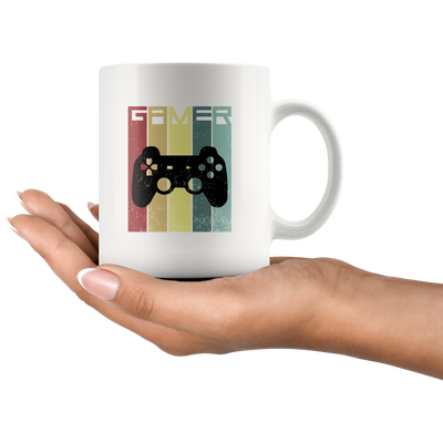 Gaming Gift - Gamer Vintage Retro Video Game Lover Appreciation White Coffee Mug 11 oz