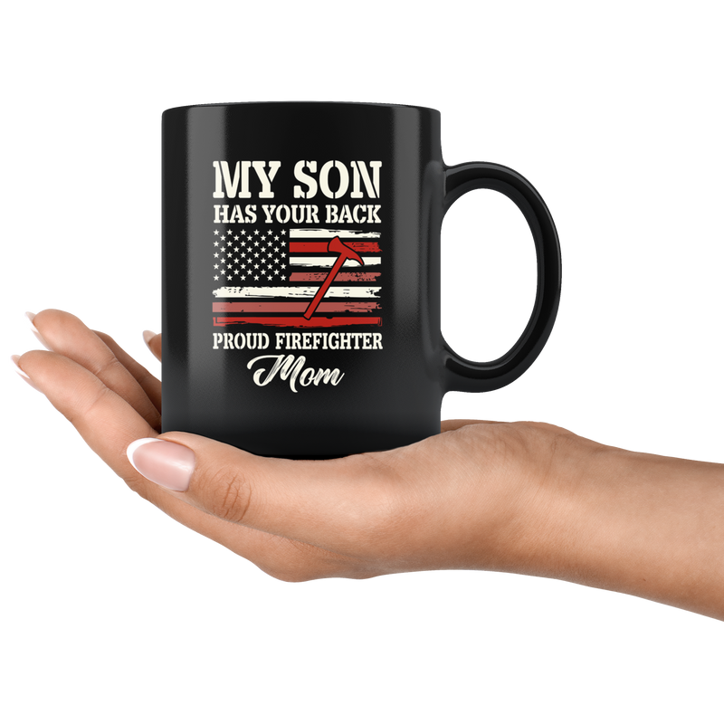 Proud Firefighter American Mom Coffee Mug.