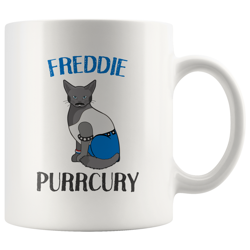 Freddie Purrcury Cat Lover Parody Gift White Ceramic Coffee Mug 11 oz