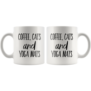 Coffee Cats and Yoga Mats Funny Gift Idea Ceramic Coffee Mug 11 oz.