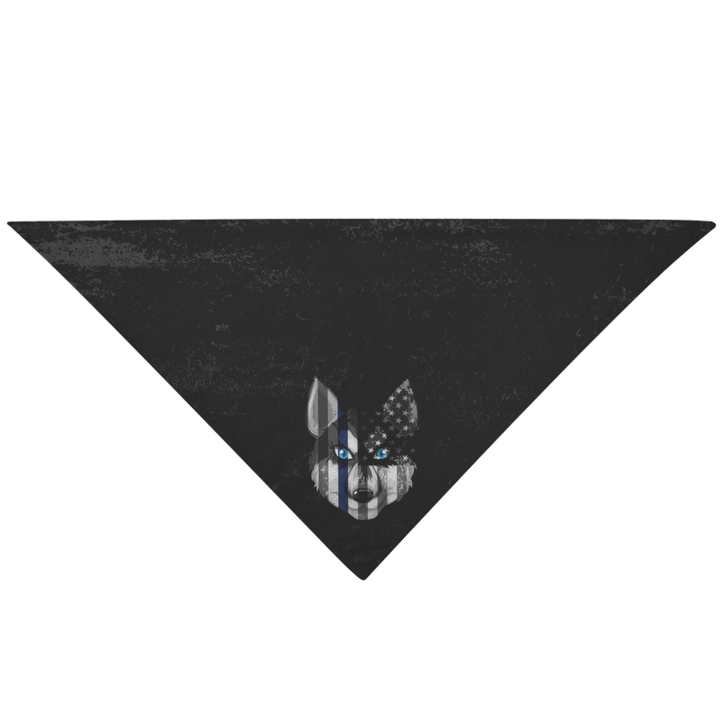 Husky Thin Blue Line Police Flag Pet Bandana