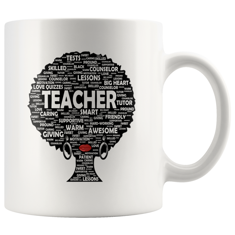 Gift for Teacher Natural Hair Afro for African American Women Mug.