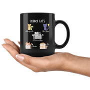 Cat and Science Lover Pun Gift Idea Black Ceramic Coffee Mug 11 oz - Panvola