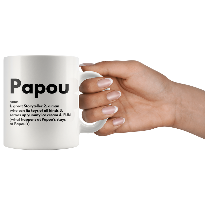 Gift For Dad - Papou Noun Definition Best Storyteller Serves Ice Cream Coffee Mug 11 oz
