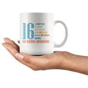 16 Years Old 16th Birthday Mugs for Gift Ceramic Coffee Cup White 11oz - Panvola