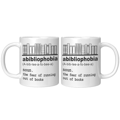 Abibliophobia Book Lover Ceramic Coffee Mug 11 oz White