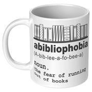 Abibliophobia Book Lover Ceramic Coffee Mug 11 oz White - Panvola