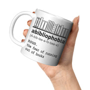 Abibliophobia Book Lover Ceramic Coffee Mug 11 oz White - Panvola