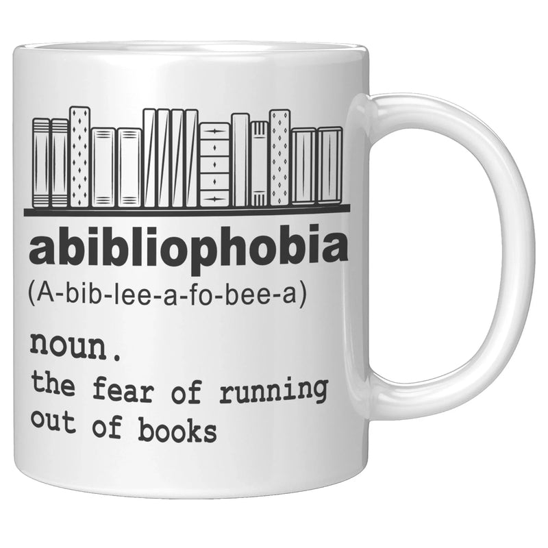 Abibliophobia Book Lover Ceramic Coffee Mug 11 oz White - Panvola