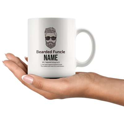 Customized Bearded Funcle Fun Uncle Beard Lover From Niece Nephew Ceramic Coffee Mug 11 oz White
