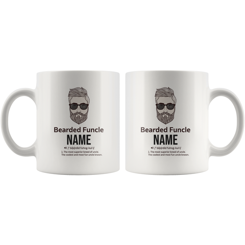 Customized Bearded Funcle Fun Uncle Beard Lover From Niece Nephew Ceramic Coffee Mug 11 oz White